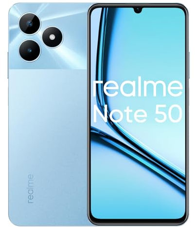 realme Note 50 Smartphone Android, Teléfono Móvil 4G Dual SIM, Pantalla LCD de 6,74,3GB RAM 64GB ROM, Batería 5000 mAh, Cámara de 13 MP con Inteligencia Artificial, sin Adaptador, Azul