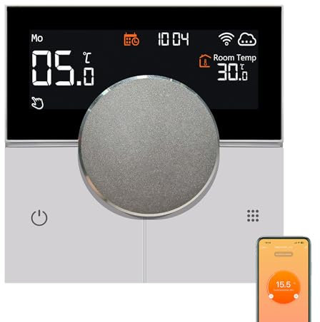KETOTEK Smart Thermostat for Electric Underfloor Heating 16A, Digital WiFi Room Thermostat Compatible with Alexa Smart Life App, Programmable Thermostat with NTC Probe Sensor