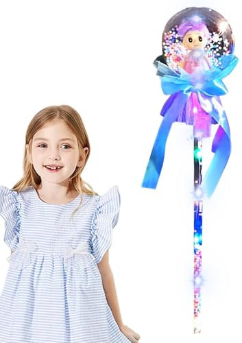 Feenstäbe Für Mädchen – Funkelnder Leuchtstab, Feenstab Für Kinder | Licht Blinkender Zauberstab, LED-Hübsch Leuchtender Spielzeugstab, Handgehaltener Prinzessinnenstab, Feenstab, Rotierender Zauberst
