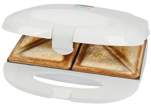 Bomann Appareil à Sandwich Croque-monsieur ST6073CB - Blanc, 2 Plaques Triangulaires Antiadhésives, Poignée Calorifugée, Régulateur de Température Automatique, 680-820 W, Arrêt de Sécurité