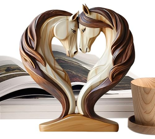 Estatua Decorativa De Caballo De Madera, Escultura De Animal En Pose Acurrucada, Figura De Caballo Hecha A Mano, 18 X 19 Cm, Estable Y Segura, Decoración Versátil, Ideal Para Lugares De Trabajo, Salas