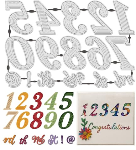 UNICRAFTALE 16 Pezzi 0 9 Fustella di Metallo con Numeri Arabi per la Fabbricazione di Carte Goffratura Parole Digitali Ritagli in Acciaio al Carbonio Stencil e Modelli