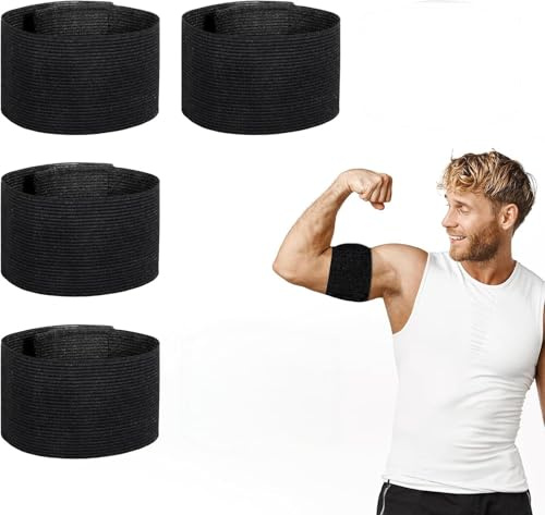 Vayfoni 4PCS Captain Armbands - Elastic Adjustable Arm Band - Black Armbands Mourning - for Football & Basketball Team Captains - Black Arm Bands for Football - Memorial Funeral Mourning Band