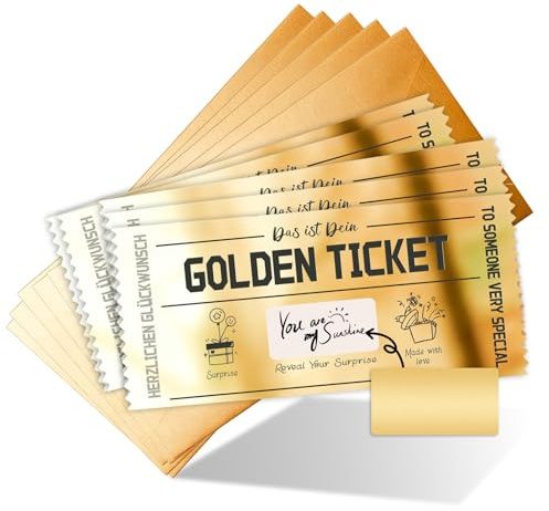 5X Golden Ticket Scratch Cards Set, Surprise Scratch Cards for Writing Your Own Special, DIY Personalized Gifts for Holidays Perfect for Girlfriend Wife Friends Unique and Fun Gift Idea