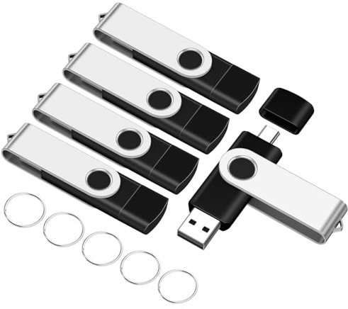 4GB 5-Pack USB2.0 Type-C Flash Drives EASTBULL FAT32 USB C Flash Drive Bulk