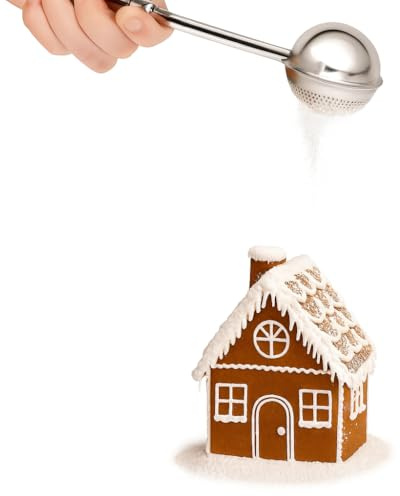 Powdered Sugar Shaker Duster, Flour Dispenser Shaker with 304 Stainless Steel, One-Handed Operation for Sourdough, Donuts, and Baking