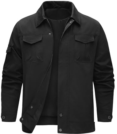 heekpek Veste Homme Hydrofuge Blouson Printemps été Cargo Blousons mi Saison Coupe Vent légère Chic avec Multipoches, Noir, L