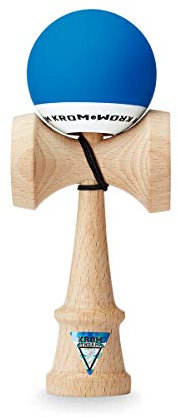 KROM Kendama POP Rubber Dunkelblau - aus zertifiziertem Buchenholz - Hohe Holzqualität - Für Anfänger und Profis - Pack : Ersatzschnur + Stickers