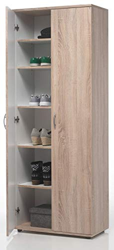 AVANTI TRENDSTORE - Talento - Scarpiera in legno laminato con 2 ante a battente e 5 ripiani interni, disponibile in 2 colorazioni diverse. Dimensioni LAP 70x176x34 cm (Quercia Sonoma)