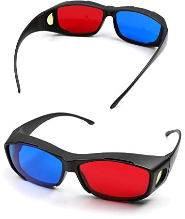 Othmro 2 x rotblaue 3D-Brille, Anaglyphe dimensionale 3D-Vision-Brille für TV, Spiel, DVD, 3D, virtuelles Video
