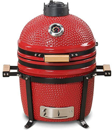 Kamado Bono Minimo Ø 40 cm Barbecue et 5 Accessoires Offerts Gratis - Barbecue Charbon De Bois Taille Portable - BBQ Et Fumoir - Rouge Barbecue Japonais Ceramique - Barbecue Balcon