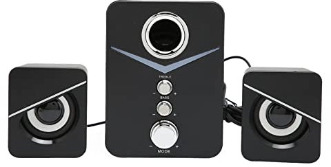 Altavoz Bluetooth, D-221 Altavoz Bluetooth para Computadora con Luz Ambiental Azul Hielo, 3 Altavoces, Sistema de Altavoces de Cine en Casa de Graves Profundos de 2.1 Canales, Entrada USB Y de(Negro)
