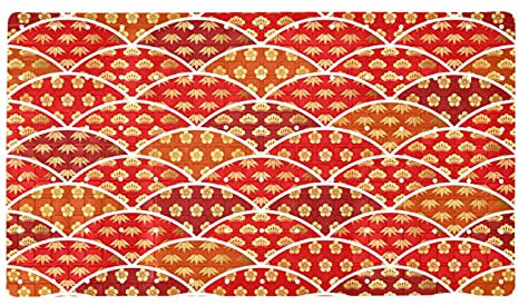 Traditionell verheißungsvolles japanisches Muster mit Kiefer Bambus Pflaume rutschfeste Badematten für Badezimmer, rechteckige Badewannenmatte, maschinenwaschbare Duschmatten, 39 x 70 cm