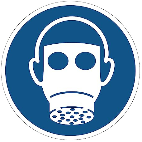 Obligación de Adhesivo Obligatorio NF ISO7010 - Adhesivo Adhesivo de Señalización Laminado Ronda Resistente al Agua y a Los Rayos UV - Protección Respiratoria Obligatoria - Diámetro 10 cm