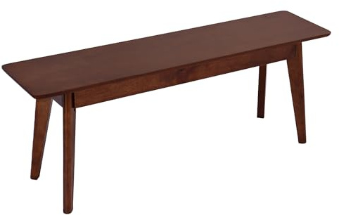 DELAVIN 47 Inch Solid Wood Dining Bench, Table Bench for Bedroom, Midcentury Wooden Bench for Kitchen, Long Entryway Bench for Living Room, Walnut