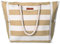 HEYO Strandtasche Damen Große Badetasche mit Reißverschluss Freizeittasche Sommer Tasche Gestreift Shopper Bag Einkaufstasche XXL (Beige)