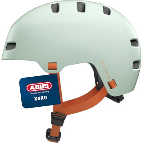 ABUS Fahrradhelm XOXO - Cityhelm im Skater-Look - Helm für Skateboard, Fahrrad, Scooter - mit optimiertem Kinnpolster - für Jugendliche und Erwachsene - Größe M, Grün