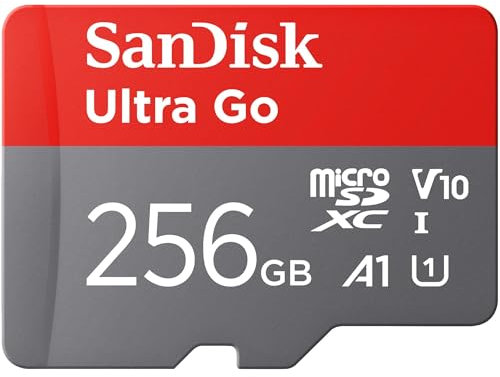 SanDisk Ultra Go Micro SDXC Speicherkarte 256 GB + SD Adapter (Für Android Smartphones und Tablets, bis zu 150 MB/s Lesegeschwindigkeit) A1, Full HD Video, UHS-I, Class 10, U1, Für Amazon