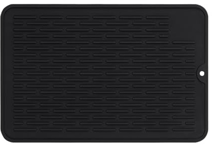 Tapis D'égouttement en Silicone, 20cm x 30cm Antidérapant Résistant à la Chaleur Tapis de Séchage Vaisselle pour Comptoir Cuisine, Réfrigérateur, Tiroir