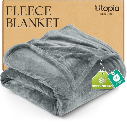 Utopia Bedding Coperta Pile Blanket [150x200 cm, Grigio Cenere] Coperta Calda per Letto, Divano, Sedia e Divano - 300 GSM Morbida, Accogliente e Spessa per Tutte le Stagioni
