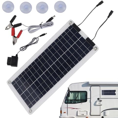 Caricabatterie solare di manutenzione – Caricabatterie impermeabile da 100 W, mantenimento della batteria solare | Caricabatterie con doppia uscita per auto, barca, campeggio e moto 12 V-24 V