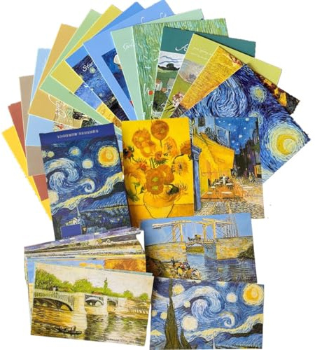 30 Sheets Celebrity Art Print Postcards 300 GSM Blank Cards Exquisite Picture Collection Sets Artist Oil Painting Art Cover Postcards Size 3.66’‘X5.63’‘ (Van Gogh)