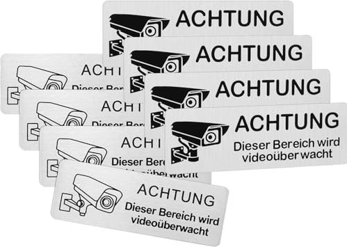 8 Piezas Señal de Advertencia para Cámara de Vigilancia, Carteles de Videovigilancia, Cartel de Señalizacion de Videovigilancia, Señal de Aluminio para Vigilancia de la Cámara