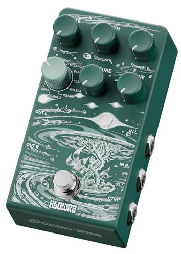 Klowra Sprout Modulation Gitarrenpedal für E-Gitarre mit CTRL-Eingang – Digitales Pedal mit 9 Effekten: Rotary, Chorus, Flanger, Analog Dry-Through, True Bypass, Tap Tempo & Presets (Green Sprout)