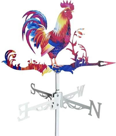Veleta de metal, indicador de dirección del viento al aire libre, diseño de lobo de gallo | Veleta de metal rústico en forma de animal para techo de granja, patio, jardín, decoración de cobertizos de