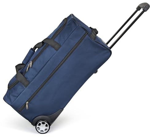 KINSTON Reisetasche, Trolley, 62,5 l – Tasche mit Rollen & Teleskopstange, geräumiges Hauptfach und Seitentasche mit Reißverschluss – Handgepäck, ideal für Reisen und Wochenende – Blau