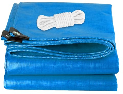 Lona con Ojales 520 x 530 cm Toldo Lona de Protección Universal con Ojales Cubre Muebles Jardín, Barbacoa, Leña, Aísla Humedad Suelo, Camping, Azul