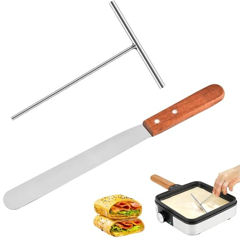 Distribuidor de masa para crepes, espátula de acero inoxidable, accesorio para crepes, perfecto para crepes y tortitas, tamaños prácticos, distribución uniforme
