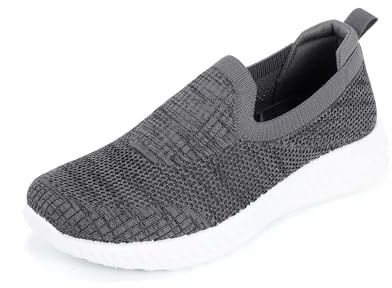 JOMIX Scarpe Slip-on Uomo Sneakers Traspiranti in Rete Mocassini da Uomo Comode Leggere per Camminata Lavoro Tempo Libero (Grigio, 41)