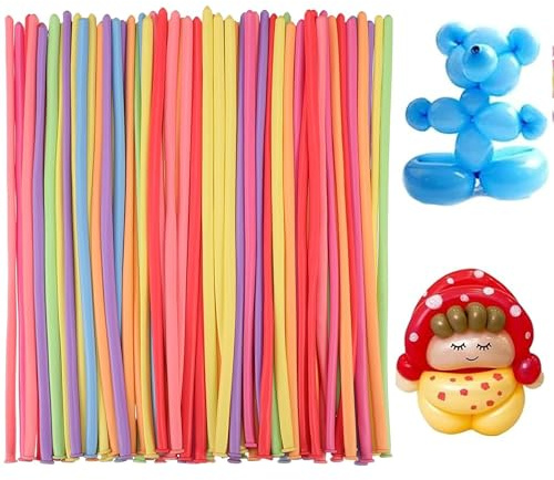 Modelling Balloons & Long Balloons – Latex Twisting Balloons | 100Pcs, Natural Latex, 47-53 Inch Inflated, Matte Finish, Easy Twist, Party Decor
