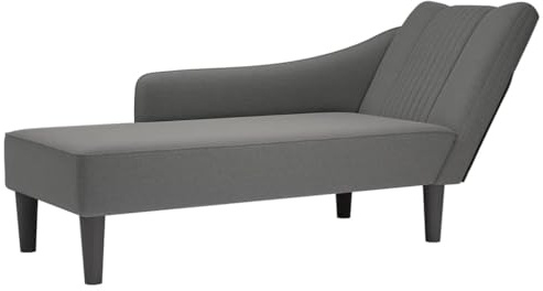 Sinkzol Chaiselong med höger armstöd, mörkgrå, tyg, 140 x 56 x 66 cm, liggsoffa, recamiere med ryggstöd och huvudgavel för vardagsrum, sovrum, läsområde för avkoppling och vila
