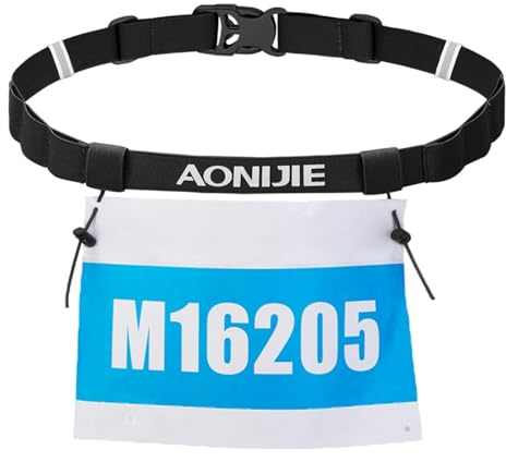 TRIWONDER Race Cinturón para Número de Competición Ajustable para Número Porta Dorsal Maratones Running Triatlon Unisex Adulto (A - Cinturón - Negro)