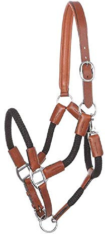 Seil-Halfter mit Strick Cavo, W, cognac-schwarz