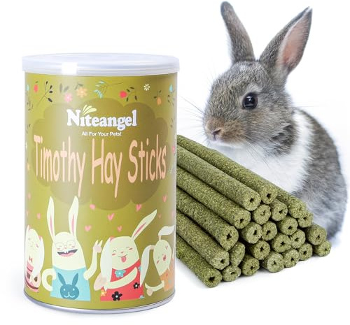 Niteangel 20pcs Natural Timothy Hay Sticks, Timothy Molar Rod for Rabbits, Chinchilla, Guinea Pigs and Other Small Animals.