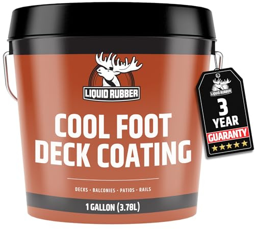 Liquid Rubber Cool Foot Deck Coating - Solar Protection Paint, Reduces Surface Temperatures by Up to 35%, Multi-Surface Cooling Decking Sealant, Waterproof, Durable Membrane, Neutral Beige, 1 Gallon