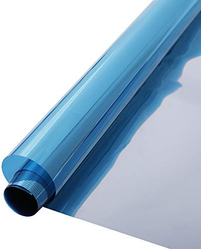 HOHOFILM Pellicola a specchio unidirezionale per finestre, 45 x 200 cm, per la privacy diurna, autoadesiva, con controllo del calore, anti UV, per casa, edifici (blu argento)
