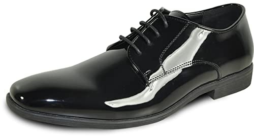 VANGELO Zapatos de vestir para hombre de estilo Oxford, esmoquin formal, para baile de graduación, boda, ancho disponible, color negro, Negro (Patente Negro 12), 45 EU