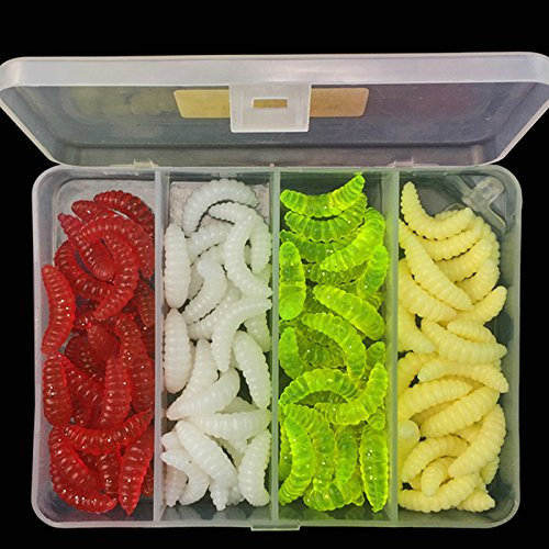 OriGlam 100 Stück weicher Kunststoff-Wurm-Angelköder, Barsch, Forelle, Zander