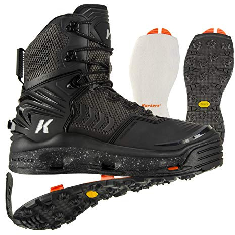 Korkers River Ops - Guide-Caliber Performance - Includes Interchangeable Felt & Vibram Soles - Size 12,Black