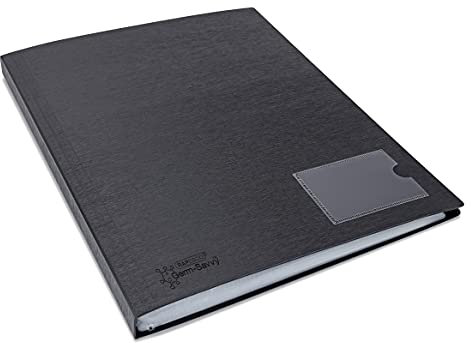 Rapesco 1651 Germ-Savvy Antibacterial, Hardcover Polypropylene Presentation Folder 50 Pockets A4, Black