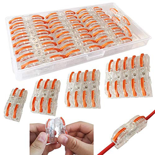 Kompakten Steckklemmen, CTRICALVER SPL-1 Verbindungsklemme Lever Nuts Set, Push Kabelverbinder Sortiment Schnell Klemmenblock Spleißverbinder (Rot,26 pcs)