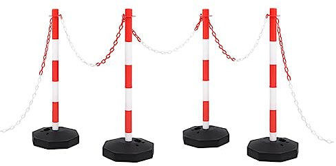 vidaXL Juego de Barrera con Postes y Cadena Señal Seguridad Advertencia Carretera Simulación de Aparcamiento Barreras Coche Plástico 10 m