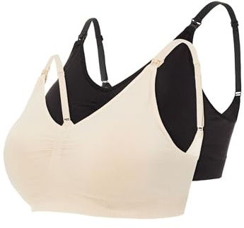 MAMALICIOUS Damen Mlilja Feed Me Bra Nf 2-p A. Noos, Black/Pack:mellow Buff, S-M
