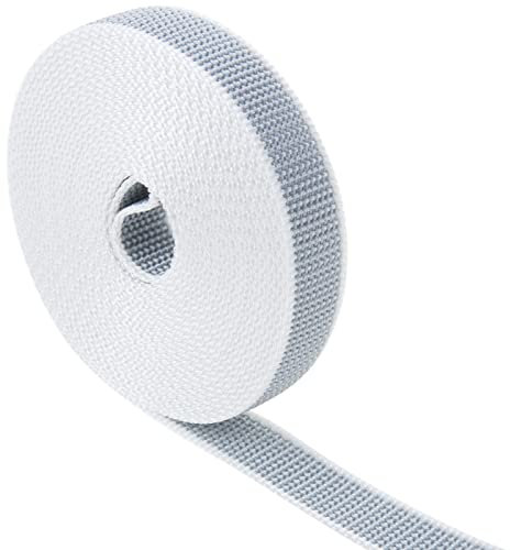 PrixPrime - Cinta Ideales para persiana Fabricadas en Nailon de Color Gris y Blanco de 22 mm x 6m