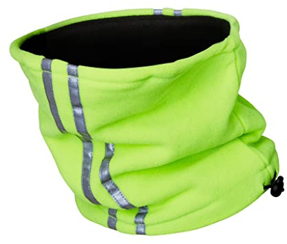 GM Apparel Adults Hi-Vis Reflective Thermal Polar Fleece Snood Hi viz Neck-Warmer – Lightweight Neon Yellow Adjustable- Windproof - High visibility work neck warmer