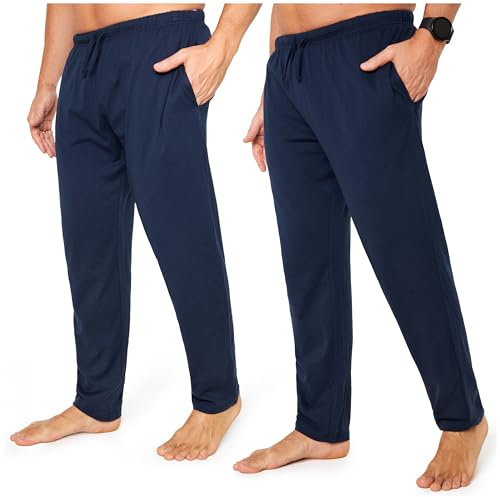 CityComfort Pyjamasbyxor för män - Jersey loungebyxor herr med fickor 2-pack